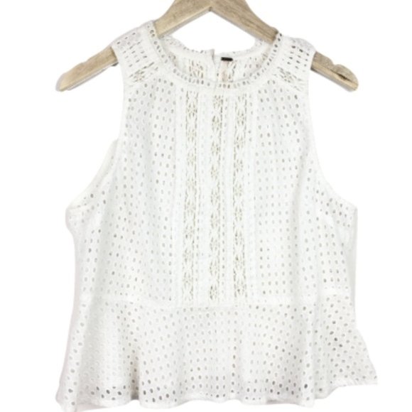 Free People Tops - Free People White Eyelet Lace Tank Top